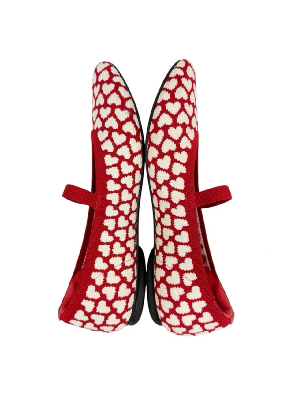 Vivaia Tamia Adaptall Almond Toe Mary Jane Flats Romantic Red Hearts Size 40/ 9